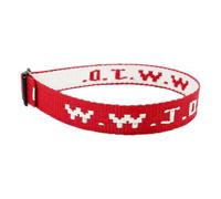 W.W.J.D. Monogram Print Wrist Strap Bracelet Webbing Unisex Bracelet Adjustable Bracelet plus Size Necklace (Red, One Size)