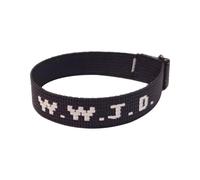 W.W.J.D. Monogram Print Wrist Strap Bracelet Webbing Unisex Bracelet Adjustable Bracelet Snk355 (BK2, One Size)