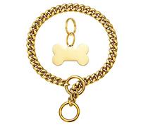 W/W Lifetime Choke Chain Dog Collar 10MM Cuban Link Dog Chain for Pitbull Choke Collar 18K Gold Metal Stainless Steel Heavy Duty Slip Dog Collars for Small Dogs (10MM, 12")