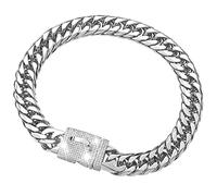 W/W Lifetime Dog Chain Collar Walking Metal Chain Collar with Design Secure Buckle, Silver Cuban Link 16MM Strong Heavy Duty Chew Proof for Dogs (12"(Suits Dog Neck 10" to 11.5"))