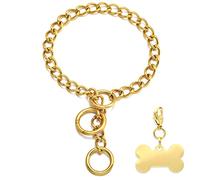 W/W Lifetime Heavy Duty Walking Cuban Link Chain Collar with Ring Clasp Hook - 15MM, 18K Gold, Adjustable Stainless Steel, 24" (Gold, 15MM)