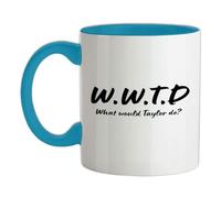 W.W.T.D What Would Taylor Do? - 11oz - Ceramic Two-Tone Mug for Coffee/Tea - Babyblue/White - One Size