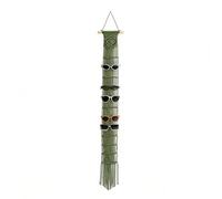 W Wellshine Macrame Sunglasses Holder Boho Wall Hanging Minimalist Eyewear Organizer Wall Sunglasses Rack, Sage Green, Large