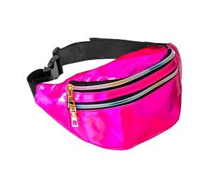 W WIDMANN MILANO Neon Bum Bag - Adjustable Waist Bag with Zip Pockets, Festival, Carnival, 80s Fancy Dress & Everyday Crossbody Bag
