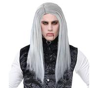 Mens Halloween Long Grey Gothic Vampire Wig