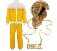 W WIDMANN MILANO Party Fashion 03144 Kostüm Set Trainingsanzug, Perücke, Bier-halskette Costume, Tracksuit, Wig, Beer Necklace, Letter Pattern, Multicoloured, XL