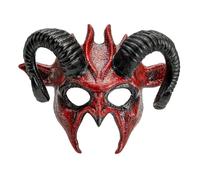 W WIDMANN MILANO Party Fashion 08482 Mask Devil with Black Horns, Demon, Hell, Scary Halloween Costume