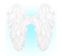 W WIDMANN MILANO Party Fashion 12191 Flügel mit Federn Wings with Feathers, White, 50 x 50 cm