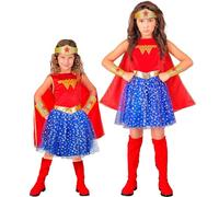 W WIDMANN MILANO Party Fashion 22046 Superheldin Kinderkostüm Superhero Children's Costume, Multicoloured, 128 cm / 5-7 Jahre