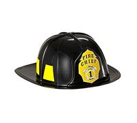 Black Fireman Hat Helmet Hard Plastic for Firefighter Fancy Dress Costume