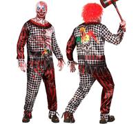 W WIDMANN MILANO Party Fashion 46683 Killer Clown Fast Costume Set, Checkered, Multicoloured, L