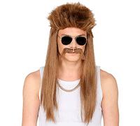 W WIDMANN MILANO Party Fashion 51638 - Red Neck Wig Dark Blonde with Moustache, 80s, Rock Star, Theme Party, Carnival