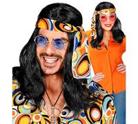 W WIDMANN MILANO Party Fashion - Hippie Wig with Headband Disco 70s Fancy Dress Carnival Theme Party