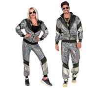 WIDMANN 80s Tracksuit Costume, Multi-Colour, Jacket and Trousers, Disco, Jogging Suit, Retro Style, Bad Taste Party, Carnival Adult XL Extra Large