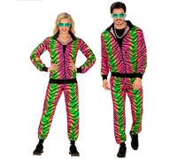 W WIDMANN MILANO Party Fashion - 80s tracksuit | Two Piece Jogging Suit Jacket and Trousers Glow Effect Under UV Light Costume for Carnival Festival