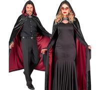W WIDMANN MILANO Party Fashion - Adult Velvet Cloak 140cm Black Red Vampire Devil Costume Accessory