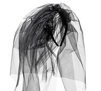 Black Widow Veil - widow veil black 3 flowers attached halloween fun fancy dress party