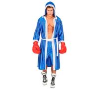 Widmann Blue 51353 Boxer Costume Hooded Cape with Belt and Shorts, Athletes, Fighter, Carnival, Theme Party, Solid, L