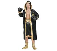 Widmann 19298 Kinderkostüm Children's Boxer World Champion Costume, Black, Gold, 158