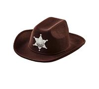 WIDMANN - Childs real look brown cowboy hat with sheriff star.