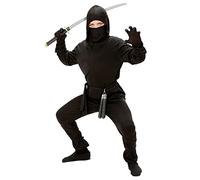 WIDMANN 02646 Child’s Black Ninja Costume including hood. World Book Day, Halloween and Carnival