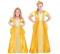 W WIDMANN MILANO Party Fashion - Children's Princess Dress and Tiara Queen Fairy Tale Fancy Dress Costume, golden yellow, 4 Years