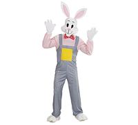 Widmann 35374 35374 Costume, Country Rabbit, Jumpsuit, Gloves, Overshoes and Mask, Animal, Carnival, Theme Party, Men, Yellow/Grey/White/Pink, XL
