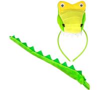 Widmann 09738 Crocodile Set, Headband and Tail, Yellow/Green, Standard Size