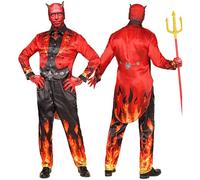 W WIDMANN MILANO Party Fashion - Devil Costume Set with Mask, Men, Complete Outfit for Halloween and Carnival