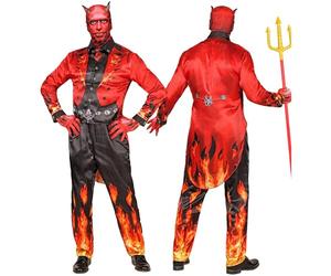 W WIDMANN MILANO Party Fashion - Devil Costume Set with Mask, Men, Complete Outfit for Halloween and Carnival