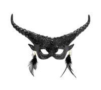 W WIDMANN MILANO Party Fashion - Devil with Horns Demon Eye Mask Accessory Halloween Costume Black