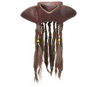 Widmann LEATHER LOOK PIRATE TRICORN WITH DREADLOCKS FOR FANCY DRESS ACCESSORY