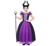 W WIDMANN MILANO Party Fashion - Girls' Maleficent Costume with Headdress, Dark, Gothic, Fantasy, Fairy Tales, Horror, Halloween, Carnival, Theme Parties
