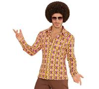 W WIDMANN MILANO Party Fashion - Groovy 70s Style Shirt for Men, Disco, Dancers, Show, Carnival, Theme Parties, Size S/M, Yellow