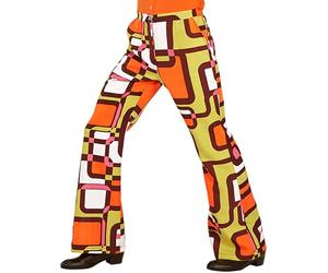 W WIDMANN MILANO Party Fashion - Groovy 70s Style Trousers for Men, Disco, Dancers, Show, Carnival, Theme Parties, Size L/XL, Orange
