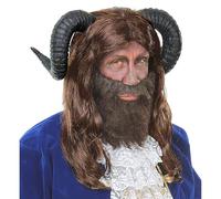 W WIDMANN MILANO Party Fashion - Horned Beast Wig for Men, Mythological Characters, Fantasy, Fairy Tales, Halloween, Carnival, Themed Parties