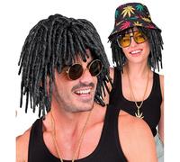 W WIDMANN MILANO Party Fashion - Jamaica Rasta Wig, Black Dreadlocks, Costume Accessory for Carnival & Party