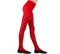 W WIDMANN MILANO Party Fashion - Ladybug Tights for Girls, Insects, Animals, Carnival, Themed Parties, 40 DEN, Size 11-14 Years, Red-Black
