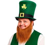 W WIDMANN MILANO Party Fashion - Leprechaun Cylinder with Beard, 25 cm | Green Leprechaun Hat with Orange Beard for St. Patrick's Day, Leprechaun Costumes, Ireland Theme Party, Carnival