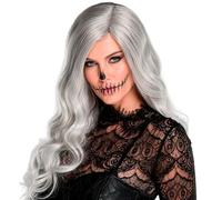 W WIDMANN MILANO Party Fashion - Long Wavy Wig | Grey wavy synthetic hair as a costume accessory for ghost bride, witch, skeleton, Halloween and carnival