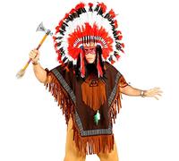 W WIDMANN MILANO Party Fashion - Men's American Indian Poncho, Far West, Wild West, Carnival, Themed Parties, One Size for Adults