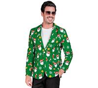 W WIDMANN MILANO Party Fashion - Men's Party Fashion Christmas Jacket, Santa Claus, Glows Under UV Light, Professional Quality, Comfort Fit, Carnival, Theme Parties