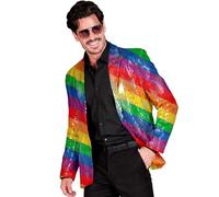 W WIDMANN MILANO Party Fashion - Men's Sequin Jacket Rainbow | Shiny 70s disco blazer, suit jacket for festival, carnival and eye-catching party looks