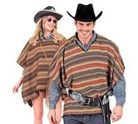 W WIDMANN MILANO Party Fashion - Mexican Poncho 100 x 75 cm Reversible Throw Cowboy Cowgirl Carnival
