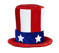 Widmann Mr. America Top Hat - 24 cm Tall Patriotic Cylinder Hat - Perfect Fancy Dress Accessory for USA-Themed Parties and Carnival Events