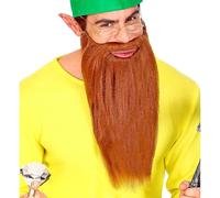 W WIDMANN MILANO Party Fashion - Multi-Character Long Beard with Moustache, for Adults, Gnomes, Goblins, Elves, Fantasy, Fairy Tales, Carnival, Halloween, Theme Parties, Brown