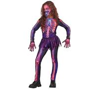 W WIDMANN MILANO Party Fashion - Neon Skeleton Costume Children | 3 Piece Set with UV Effect, Tutu and Mask for Halloween, Carnival