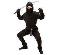 WIDMANN 02648 Child’s Black Ninja Costume including hood. World Book Day, Halloween and Carnival.