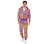 Widmann 45144 Trainingsanzug Neon Costume Tracksuit, Flower Power Hippie, Various Designs, XL