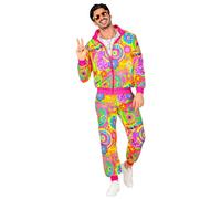 WIDMANN 45092 - Adult Costume Tracksuit, Hippie Groovy Love Party, Multicoloured, M